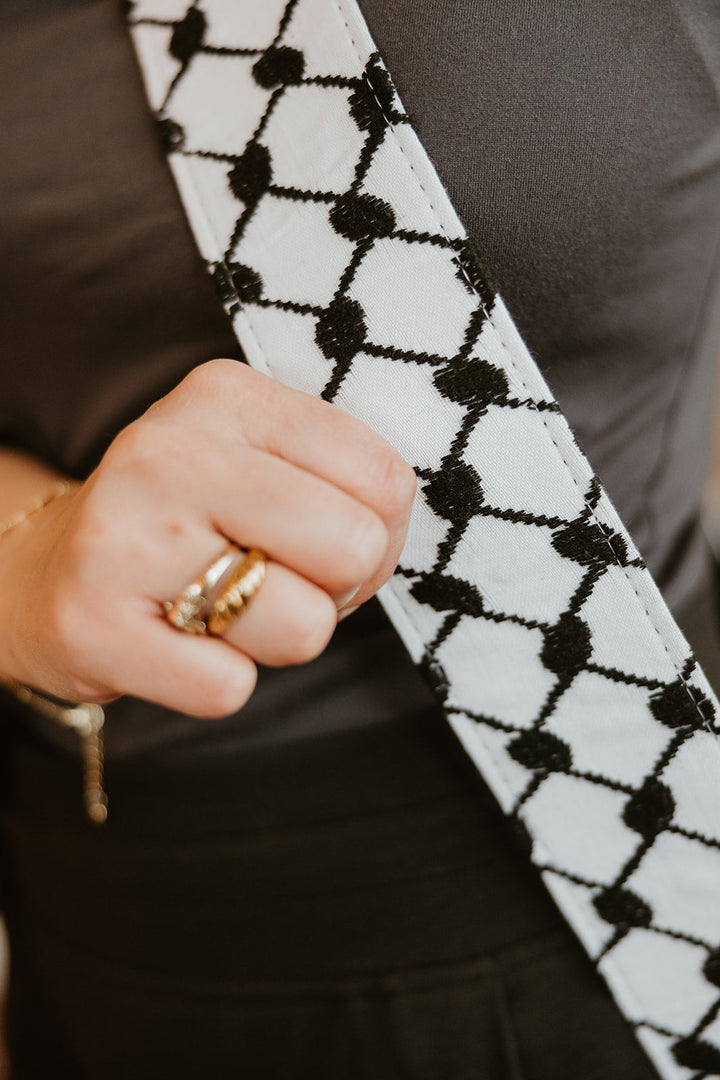 Handmade Kuffiyeh Vegan Strap - B&W (Camera / Bag Strap)