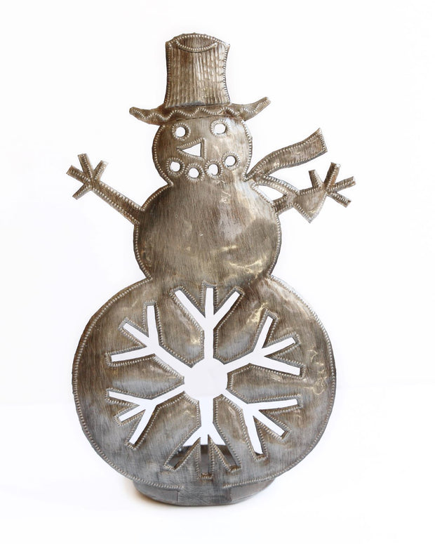 Snowflake Snowman Freestanding Metal Art