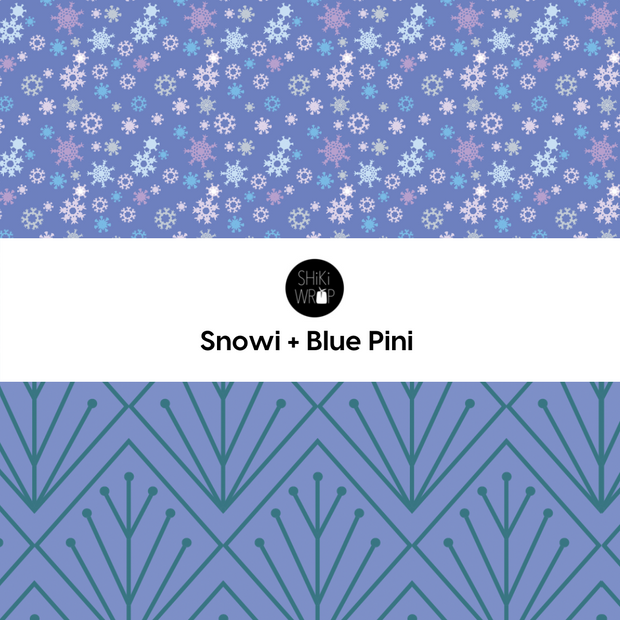 Reusable Holiday Gift Wrap Snowi/Blue Pini Large Reversible 28" Wrap