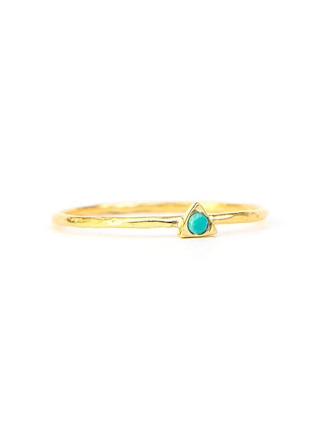 Tiny Triangle Gold Ring - Turquoise
