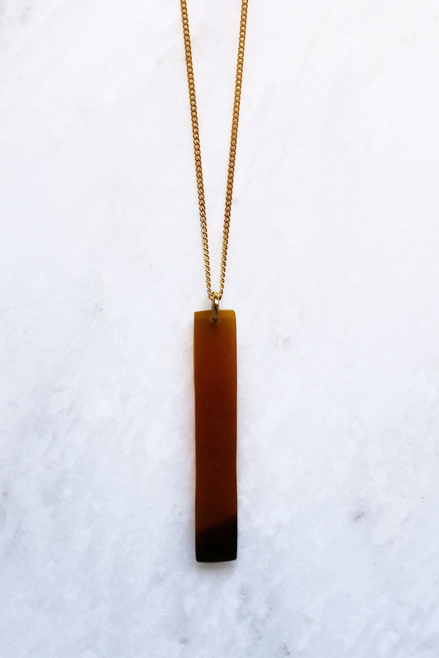 Tinh 16K Gold-Plated Brass Buffalo Horn Minimalist Bar Pendant Necklace