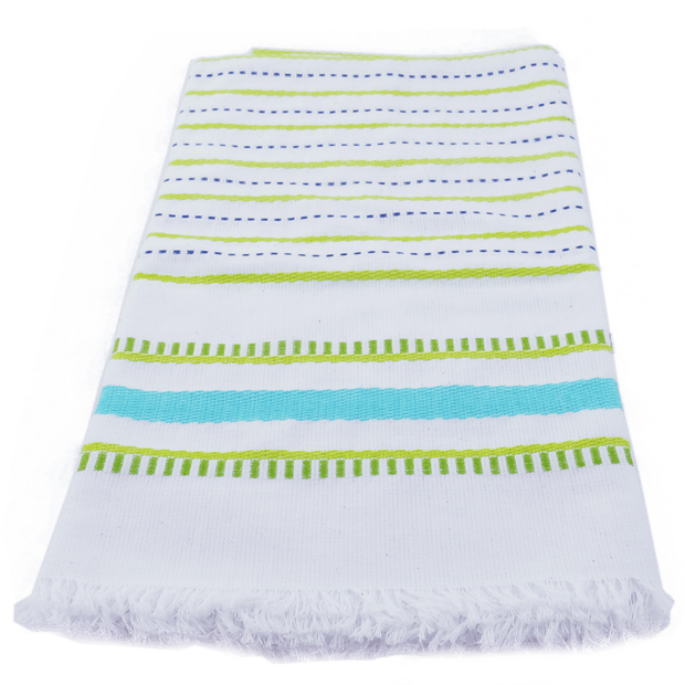 Aqua Seaside Stripe Kitchen Towel - Set of 2