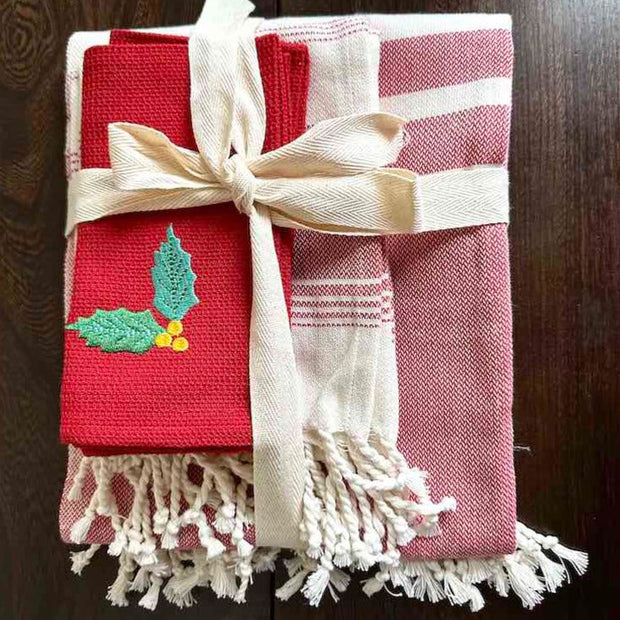 Holiday Embroidered Bathroom Towels Gift Set