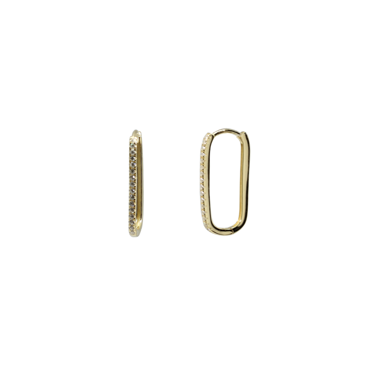 Thin Pave Paperclip Hoops