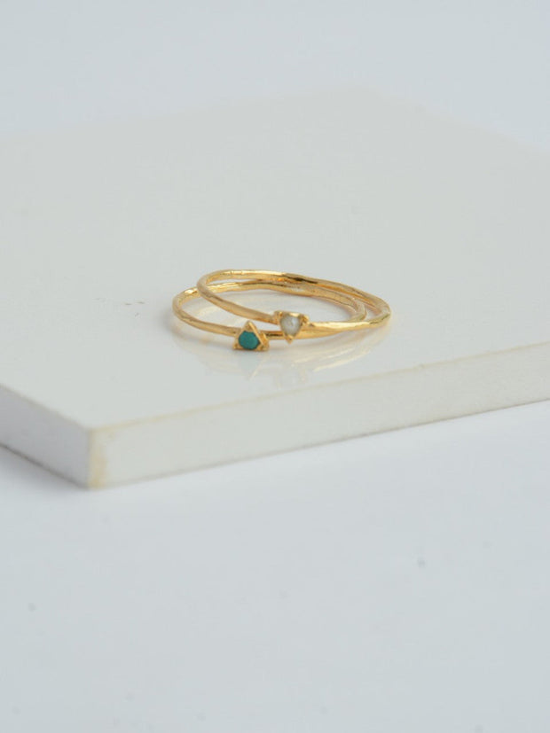 Tiny Triangle Gold Ring - Turquoise