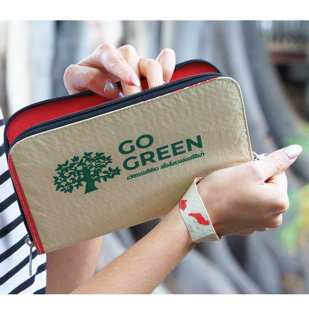 Recycled Cement Travel Wallet - Green Tree