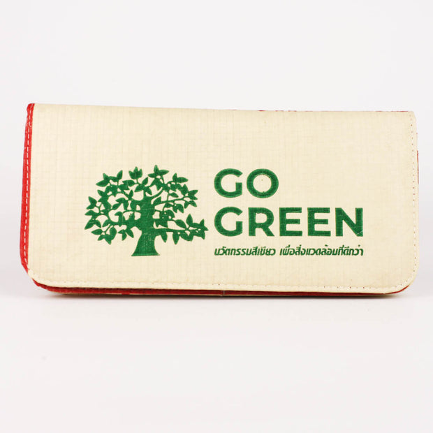 Recycled Cement Bag Long Wallet - Green Tree