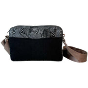 Sustainable Canvas Camera Style Bag - Black Monstera