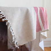 Wheat with Cranberry Stripes Tablecloth
