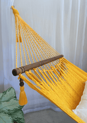 Woven Yellow Hammock With Wood Spreaders | JULIANNA