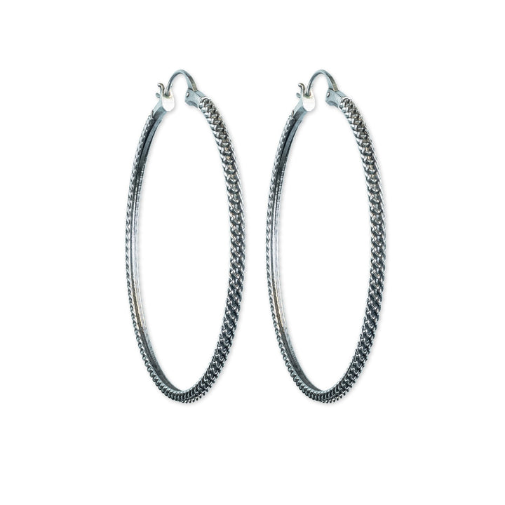 Anacita Braided Silver Hoop Earrings