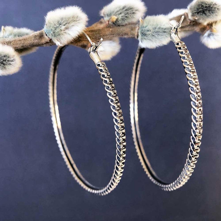 Anacita Braided Silver Hoop Earrings