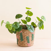 Cactus Embroidery Soft Natural Basket - Handmade Bins | LIKHÂ