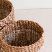 Natural + Brown Tabletop Bins Set of 2 - Wicker Baskets | LIKHÂ
