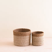 Natural + Brown Tabletop Bins Set of 2 - Wicker Baskets | LIKHÂ