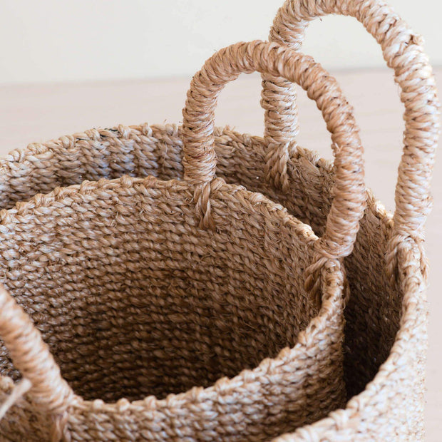 Natural Tabletop Mini Basket with Handle Set of 2 - Weave Baskets | LIKHÂ