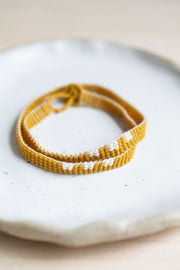 Beaded Wrap Bracelet in Mostaza - Unstranded