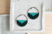 Beaded Hoop Earrings in Jade