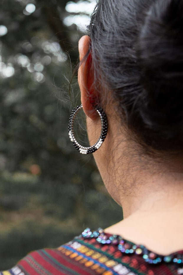 Beaded Hoop Earrings in Raya