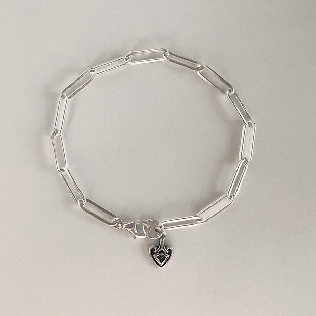 Blaine Paper Clip Chain Bracelet with Tiny Heart Charm
