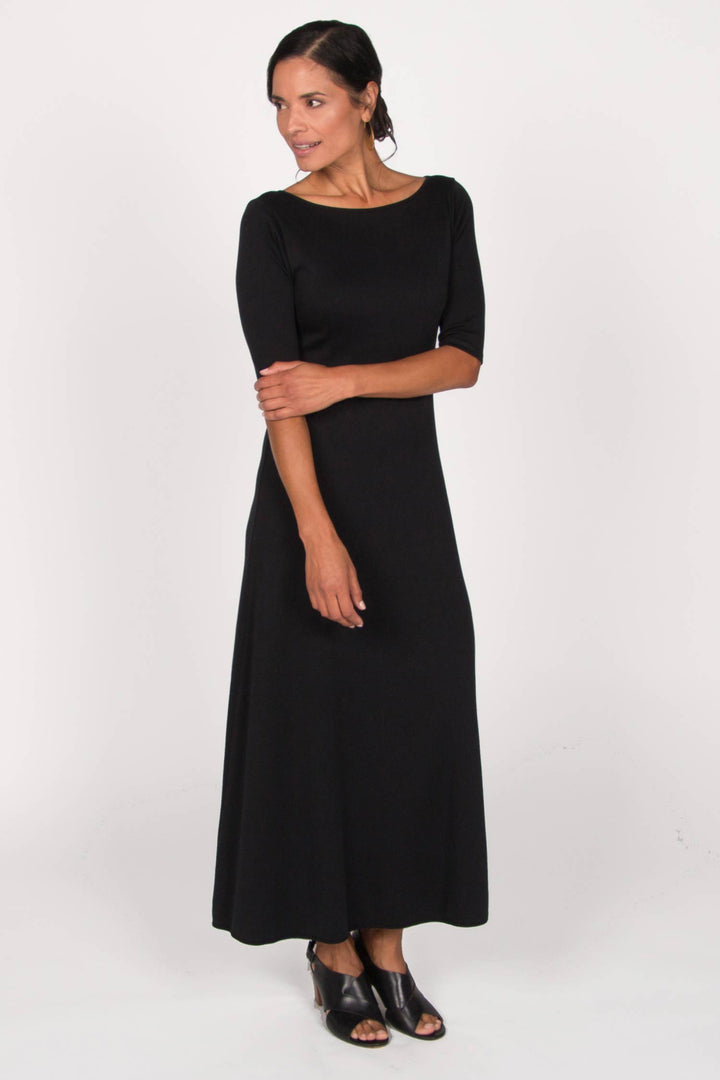 Elbow Sleeve Boatneck Dress