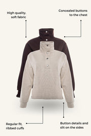 High Neck Buttoned Sweater Side Buttons
