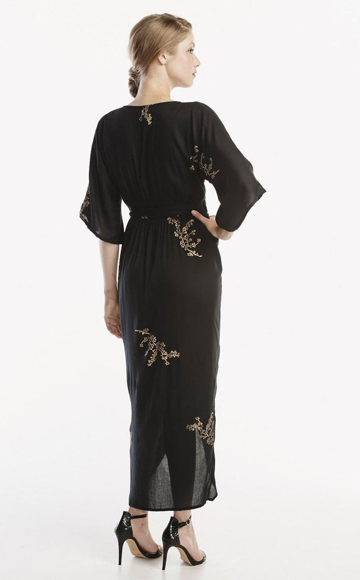 Cherry Blossom Maxi Wrap in Black + Gold