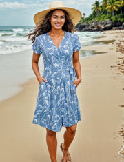 Coastal Organic Wrap Dress