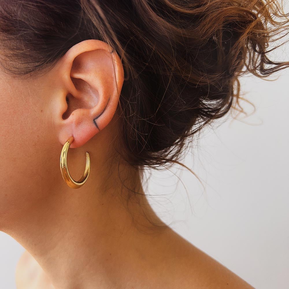 Crescent Hoop Earrings in Gold, Large