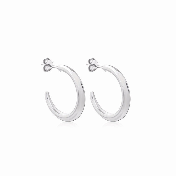 Crescent Hoop Earrings in Silver, Medium
