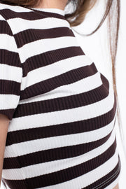 Ribbed Striped Crop T-Shirt