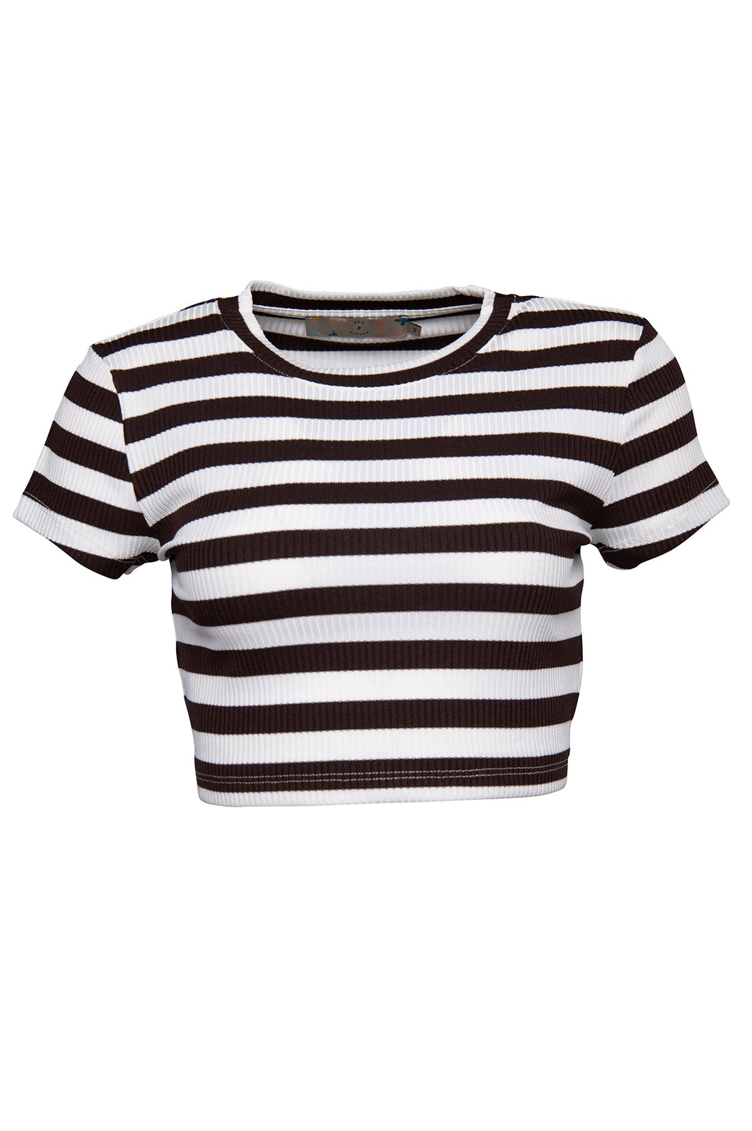 Ribbed Striped Crop T-Shirt