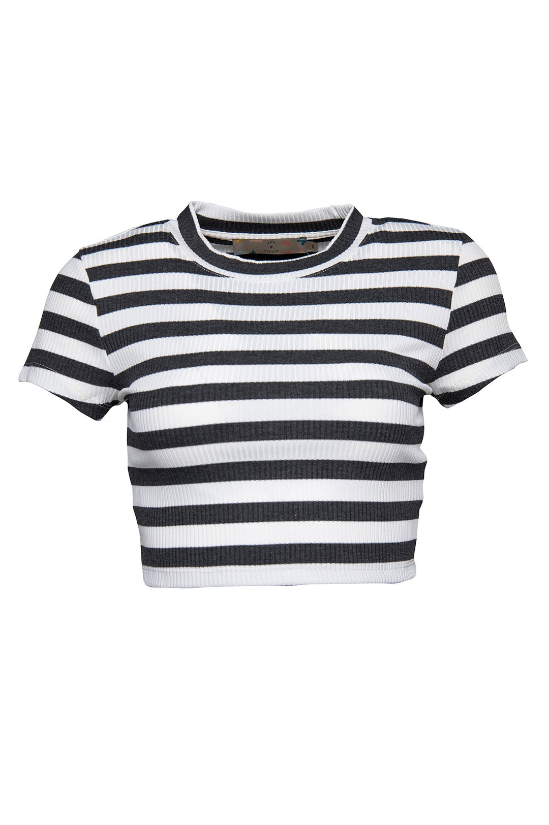 Ribbed Striped Crop T-Shirt