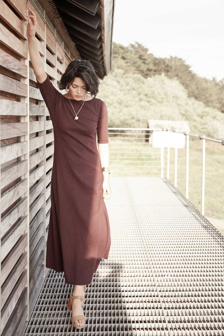 Elbow Sleeve Boatneck Dress