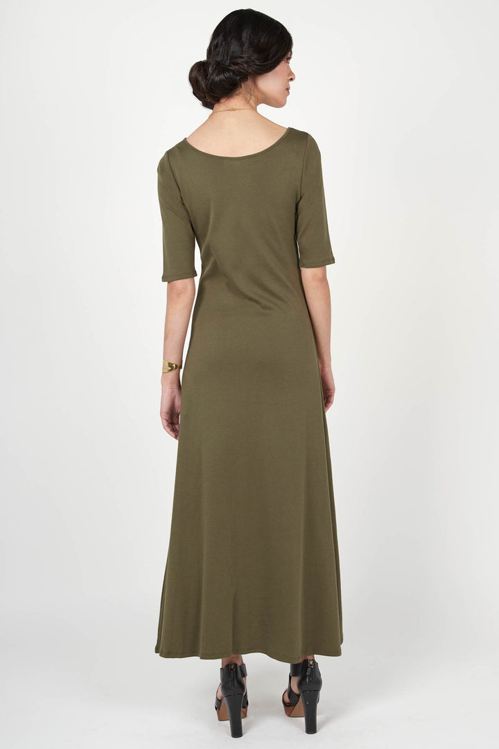 Elbow Sleeve Boatneck Dress