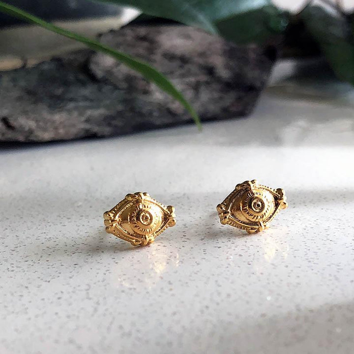 Eye Stud Earrings - Gold