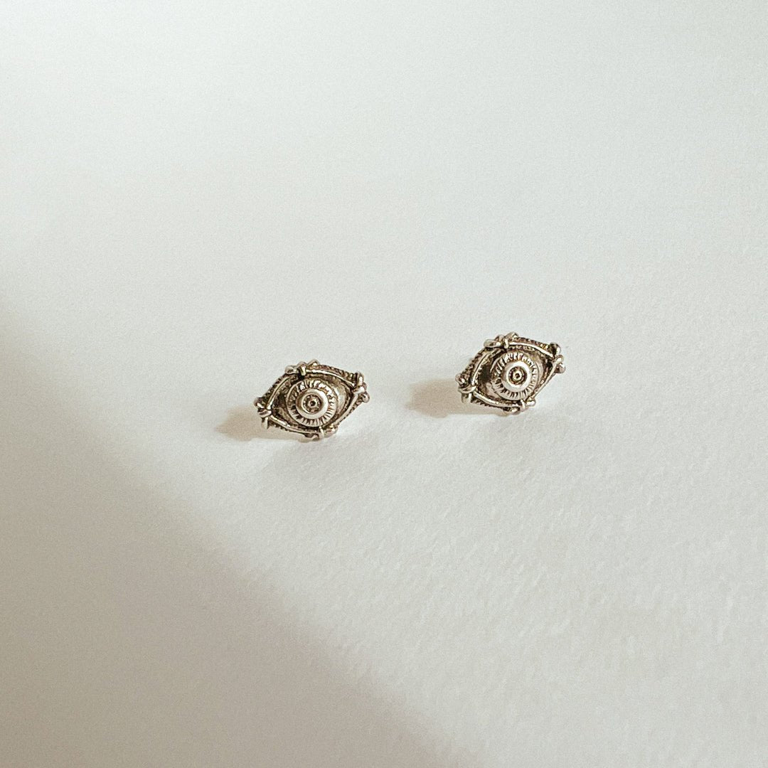 Eye Stud Earrings - Silver