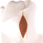14 Karat Gold Leather Feather Earrings