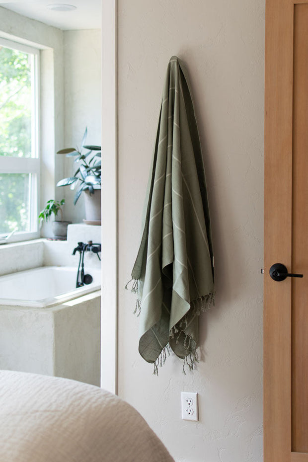 Oversized Woven Towel in Sage Green