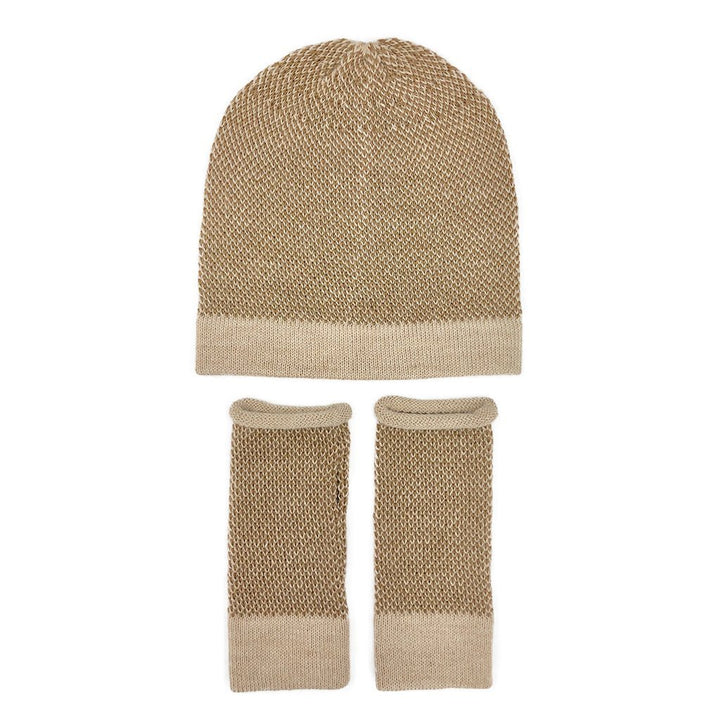 Camel Interwoven Alpaca Beanie