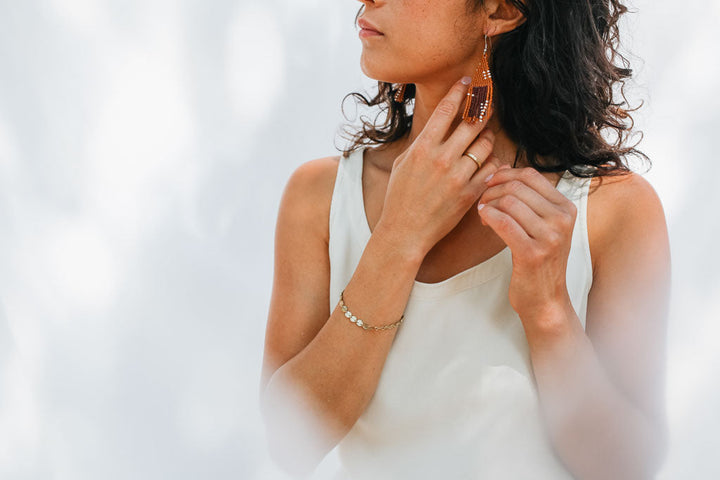 Beaded Fringe Earrings in Otoño