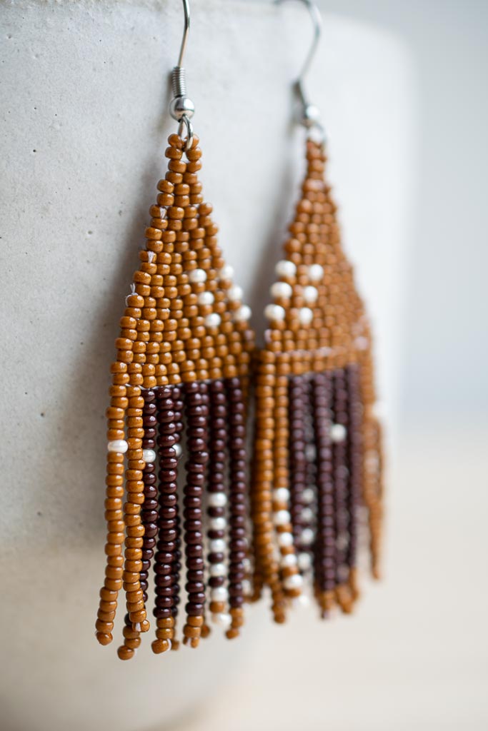 Beaded Fringe Earrings in Otoño