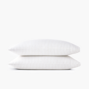 Organic Flannel Pillowcase Set - White Stripe