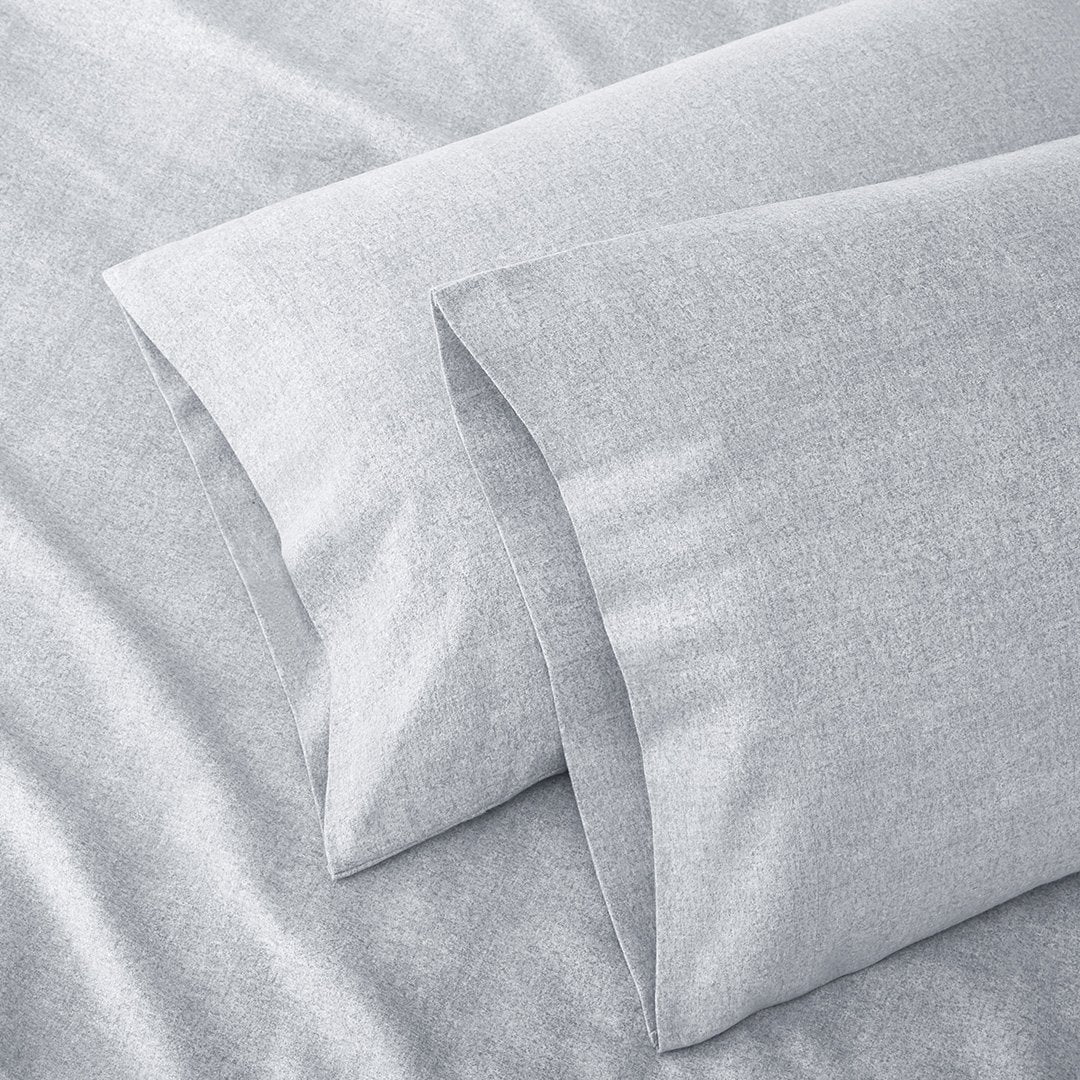 Organic Flannel Pillowcase Set - Heathered Grey