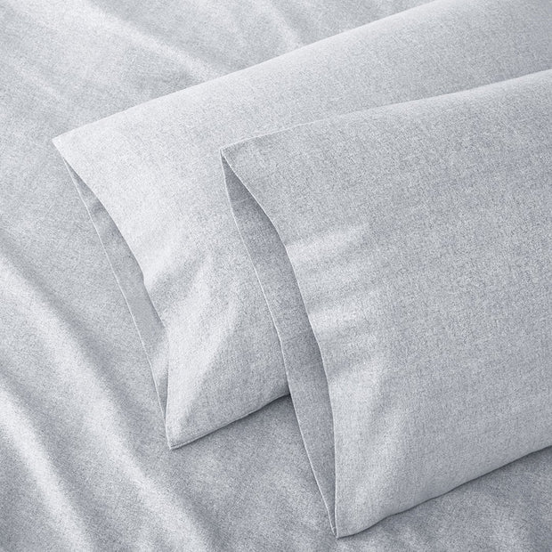 Organic Flannel Pillowcase Set - Heathered Grey