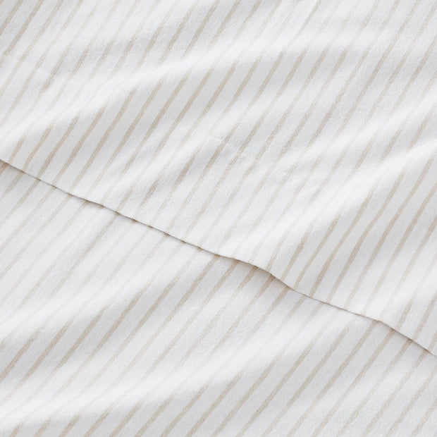 Organic Flannel Sheet Set - White Stripe