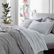 Organic Flannel Pillowcase Set - White Stripe