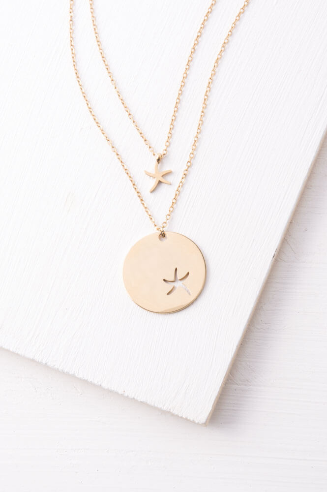 Community Gold Starfish Pendant Necklace Set