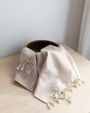 Oversized Woven Hand Towel, Naturally Dyed with Coconut Husks