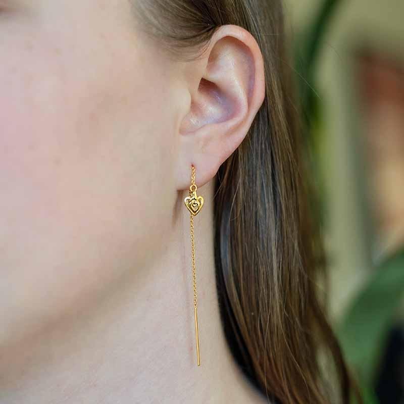 Heart Gold Threader Earring